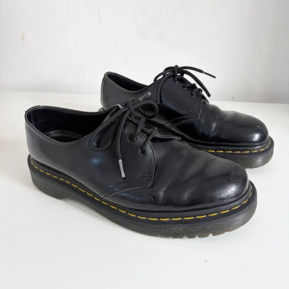 Dr Martens Smooth Black Leather Oxford Shoes 21084 Men's Sz 9 Women's 10L